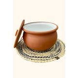 adenart pottery Sırlı Doğal Toprak Kapaklı Yoğurt Mayalama Güveci-tenceresi Orta Boy 3,5 Litre