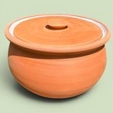 AdenArtpottery Sırlı Toprak Yoğurt Mayalama Tenceresi-Güveci 2,5 Lt Küçük Boy - Turuncu