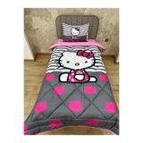 adenkahome Hello Kitty Desenli, Çift Taraflı Tek Kişilik Welsoft Uyku Yorgan Seti (ÇARŞAFLI)