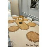 ADES HOME DESİGN Jüt, Amerikan Servis Takımı, 6 Supla, 1 Ekmek Sepeti, 1 Runner, Tabak Altlığı,supla Takımı,lux Sunum