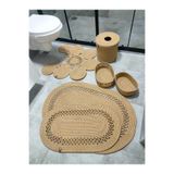 ADES HOME DESİGN Jüt,Banyo Seti,Banyo Paspası, Paspas Takımı,Makyaj Sepeti,Çöp Kovası,Klozet Paspas