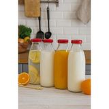 Adet 1 Litre Şeffaf Sürahi Süt, Ayran, Su, Limonata, Meşrubat Şişesi Plastik Kapaklı Cam Şi�