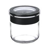 Adet 300 ml Metal Siyahkonserve Kapaklı Magnolya ve Gıda Saklama 300 cc Şeffaf Cam Kavanoz