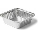 Adet Alüminyum Sütlaç Kabı, Tek Kullanımlık Kare Tatlı Kasesi, Fırınlanabilir Alüminyum Folyodan Tatlı Kabı, 11X11X4 Cm, Catering ve Organizasyon Için Küçük Boy Kap