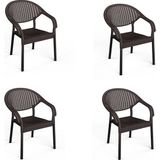 Adet Bambu Plastik Rattan Bahçe Balkon Teras Sandalyesi Gizli Metal Profil Ayaklı Kollu Sandalye B