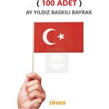 Adet) Küçük Boy Bayrak Çıtalı Kağıt Türk Bayrağı - Standart
