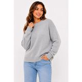 Adeyo Store Kadın Bisiklet Yaka Yumuşak Dokulu Oversize Triko Kazak - Gri - 2XL