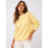 Adeyo Store Kadın Bisiklet Yaka Yumuşak Dokulu Oversize Triko Kazak - Sarı - 40
