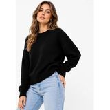 Adeyo Store Kadın Bisiklet Yaka Yumuşak Dokulu Oversize Triko Kazak - Siyah - 38