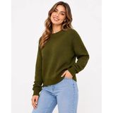 Adeyo Store Kadın Bisiklet Yaka Yumuşak Dokulu Oversize Triko Kazak - Yeşil - 2XL