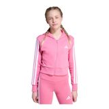 adidas 3 Stripes French Terry Full Zip Kapüşonlu Ceket Kız Çocuk, 9-10 Yıl, 01-JY4983-6, Pembe, kız-çocuk