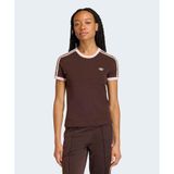 adidas 3-Stripes Slim T-Shirt Kadın Kahverengi Tişört - KC9017-001