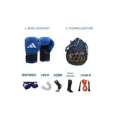 Adidas Boks Sporcu Çantalı Antrenman Seti Boxing, Adih25 Eldiveni Ve Ekipmanı, Gifttoom. Mavi 10 Oz