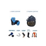 adidas Combat50 Boks Eldiveni Seti, 10 oz, Mavi, Boks Kick Boks Muay Thai MMA Sporcu Çantası ile
