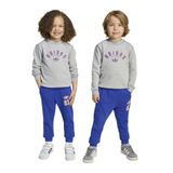 adidas Düz Gri - Mavi Erkek Çocuk Eşofman Takımı Jx5260 Crew Set, 116 cm, 5003291611, Gri - Mavi, erkek-çocuk