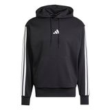 adidas Essentials 3-Stripes Fleece Erkek Siyah Günlük Stil Sweatshirt JE6297