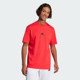 Adidas Essentials Small Logo Single Jersey Erkek T-Shirt JF1095 Kırmızı Renkli Küçük Logo Tasarımı %100 Pamuklu Rahat Kesim