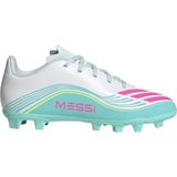 Adidas F50 Messı Club FG/MG J Çocuk Krampon Sentetik Beyaz - Turkuaz Malzemeden Üretildi