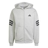 Adidas Future Icons 3 Stripes Gri Full Zip Erkek Sweatshirt