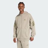 Adidas Future Icons 3 Stripes Kapüşonlu Gri Full Zip Erkek Sweatshirt