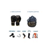 adidas Hybrid80 Boks Eldiveni, 10 oz, Antrenman Seti, Siyah-Altın, Unisex