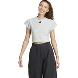 Adidas JC5067 W Ce G Cro Tee Gri Yuvarlak Yaka Crop Düz Kadın T-Shirt - M