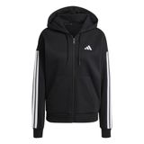 adidas Kadın Essentials 3 çizgili Tam Fermuarlı Polar Kapüşonlu Kapüşonlu Sweatshirt (1'li paket)