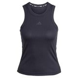adidas Kadın Tüm Spor Salonu Mevsimlik Ribana Dar Kesim Tonal 3 Çizgili Kolsuz Tişört, Siyah / beyaz, XS