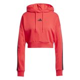adidas Kadın W 3S FT CRO HD Sweatshirt PURRUB/BLACK M