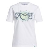 adidas Kadınlar W AIRBRUSH T Eğitim, Mavi: Beyaz, XS