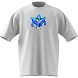 Adidas KS4294 Clay Trefoıl Beyaz Bisiklet Yaka Bol Kesim Baskılı Erkek T-Shirt - XL