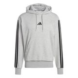 adidas M 3S FT HD Erkek HOODED SWEAT, medium grey heather/black, L