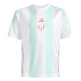 adidas MESSI TR JSY Y Unisex Çocuk Kısa Kollu Forma/Tişört, white/semi flash aqua, 9-10 Yaş