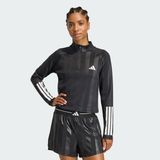 Adidas Performance KC7701 Hyperglam 3-Stripes Kabartmalı 1/4 Fermuarlı Eşofman Üstü - Siyah