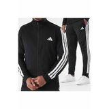 adidas Polinit Kumaş Siyah Şeritli Fermuarlı Dik Yaka Regular Kalıp Erkek Eşofman Takımı