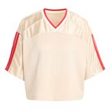 adidas Stadium V Yaka File Tişört, S, 01-JZ1073-1, Ekru, Kadın