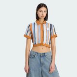 Adidas Summer Glow Striped Cropped Polo Kadın Tişört - Turuncu