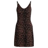 adidas Women's Seasonal Essentials mini elbise, leopar baskılı ve 3 şeritli