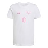 adidas Y MESSI N&N G T Erkek Çocuk Baskılı/Desenli Kısa Kollu Tişört, white, 9-10 Yaş
