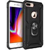 Adige Apple iPhone 8 Plus Vega Yüzüklü Standlı Darbe Korumalı Siyah Kılıf