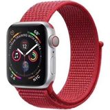 Adige Apple Watch 11 46MM Kordon Kayış Kumaş Cırtlı - Kırmızı