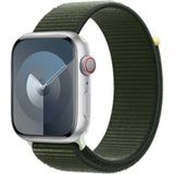 Adige Apple Watch 11 46MM Kordon Kayış Kumaş Cırtlı - Yeşil