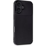 Adige Iphone 16 Kılıf Negro Karbon Fiber Desen Silikon - Siyah