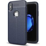Adige iPhone x Kılıf Niss Deri Görünümlü Silikon - Lacivert