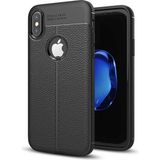 Adige iPhone x Kılıf Niss Deri Görünümlü Silikon - Siyah