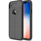 Adige iPhone Xr Kılıf Niss Deri Görünümlü Silikon - Siyah