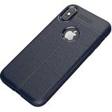Adige iPhone Xs Max Kılıf Niss Deri Görünümlü Silikon - Lacivert