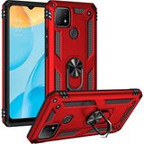 Adige Oppo A15S Kılıf Vega Yüzüklü Standlı + Ekran Koruyucu - Kırmızı