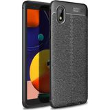 Adige Samsung Galaxy A01 Core Kılıf Niss Deri Görünümlü Silikon - Siyah