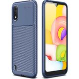 Adige Samsung Galaxy A01 Kılıf Negro Karbon Desen Silikon - Lacivert